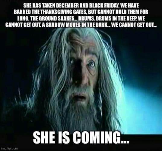 The shopping season starts way too early, and we're all trapped. It's like a horror movie but with sales.