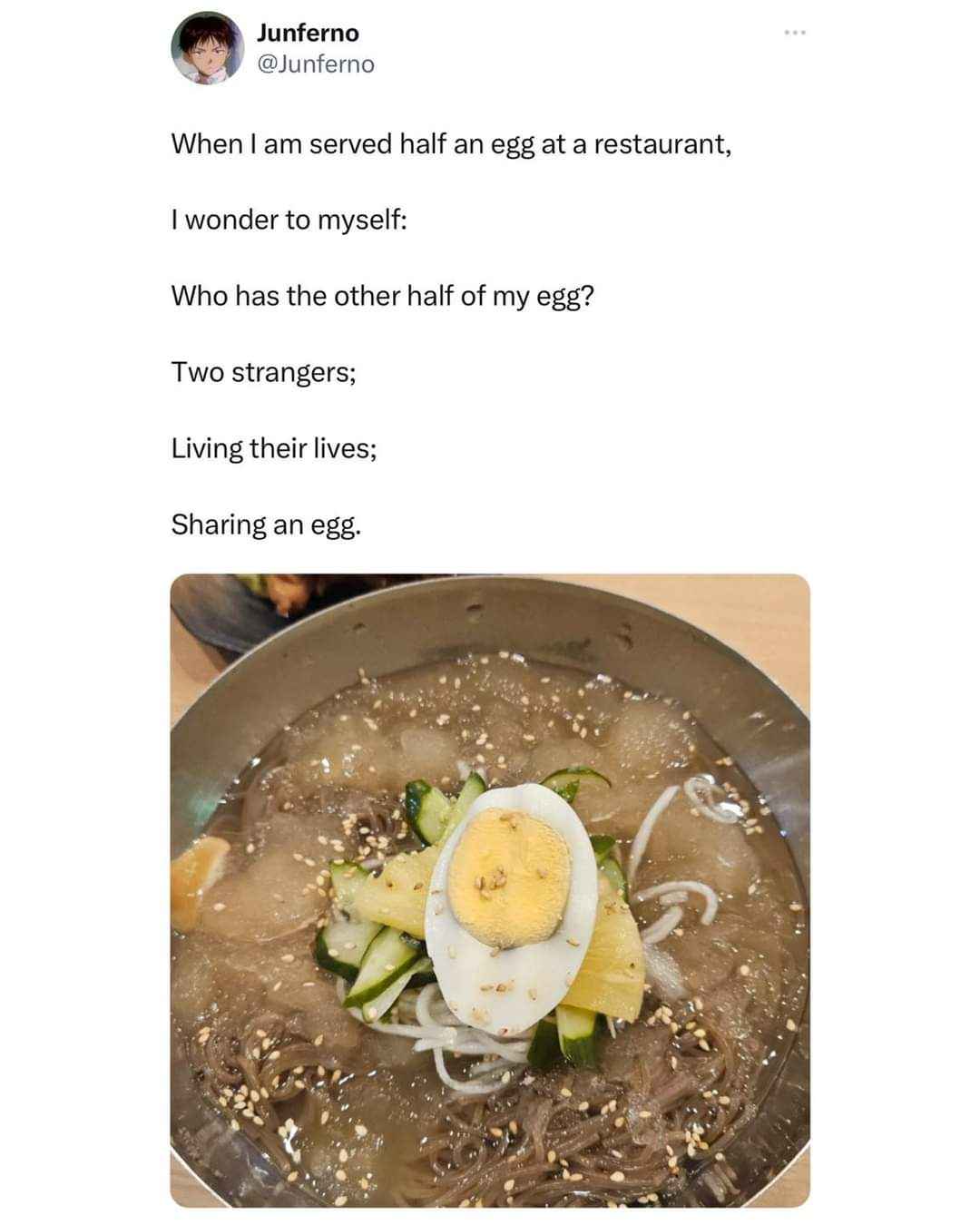 Me contemplating the existential crisis of a shared egg yolk.