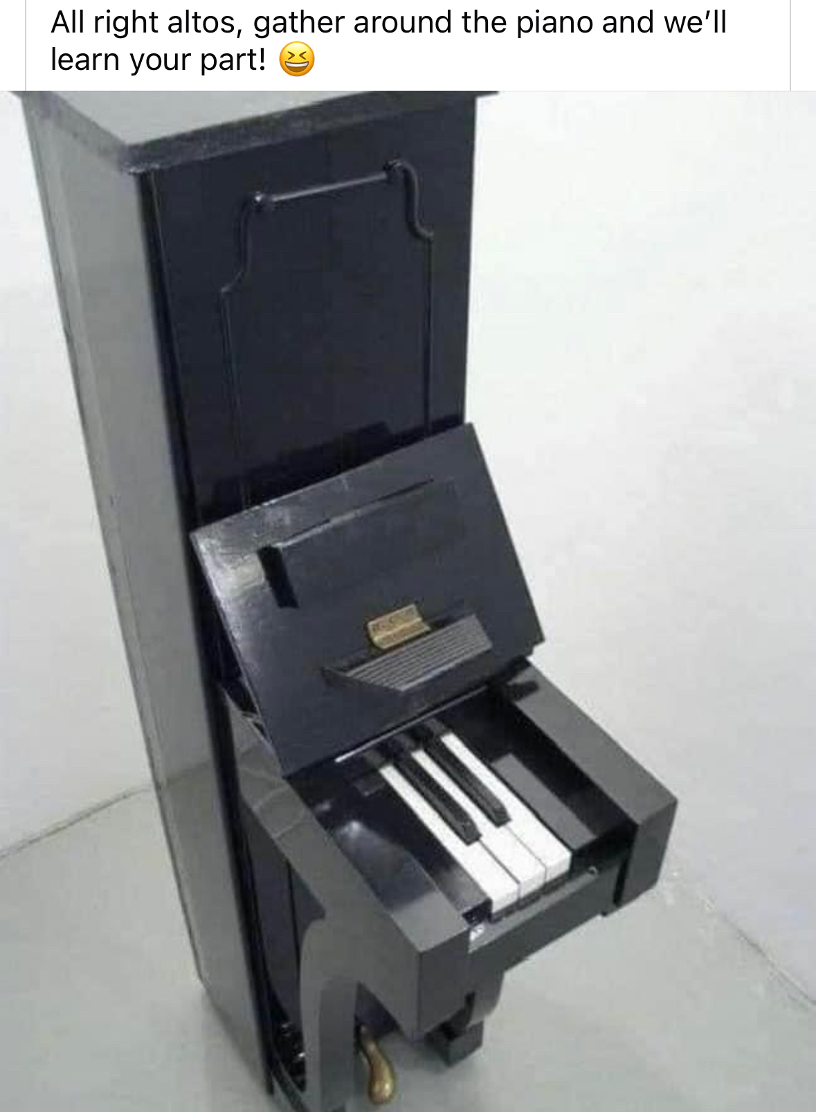 When the piano is so tall you gotta do a chorus line to learn your part
