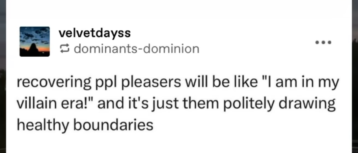 When you say you're in your villain era but you're actually just learning to set boundaries lol
