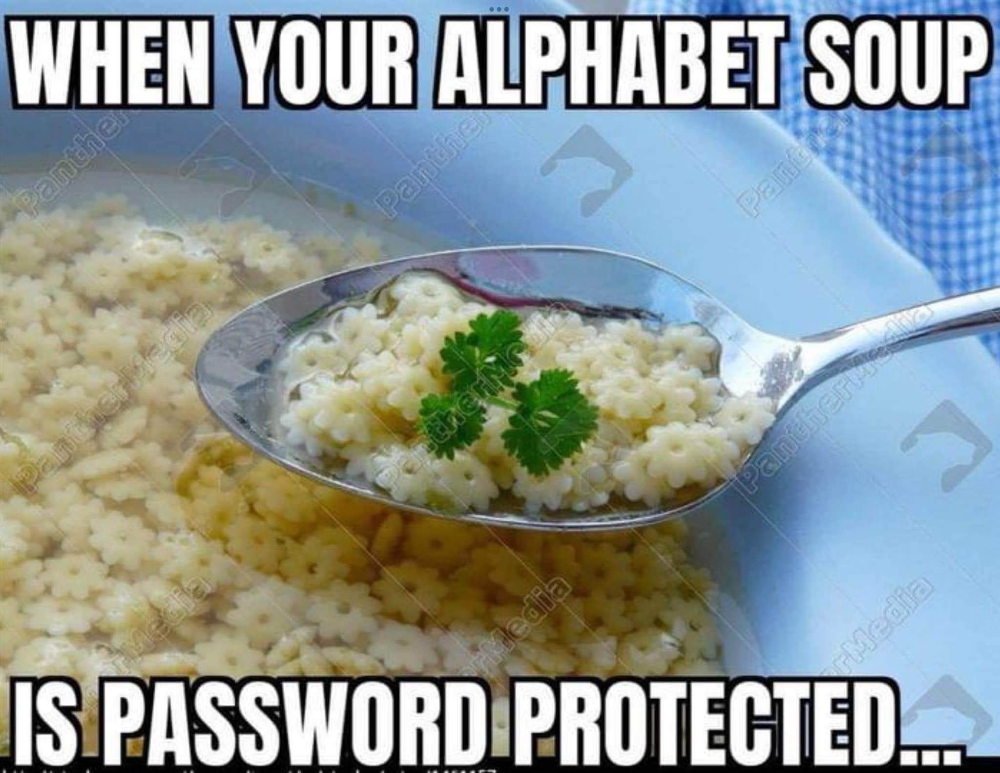 When your alphabet soup is literally password protected lol