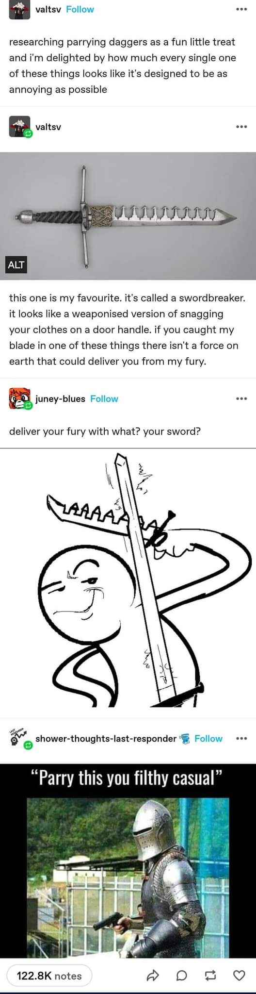 When someone asks you to fight them with your sword but you have a gun.