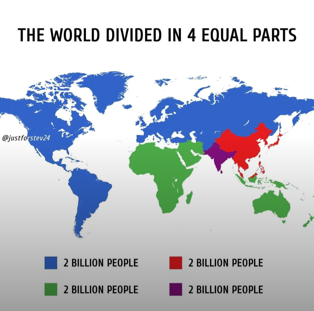 Me trying to divide the world's population evenly and realizing some continents are doing WAY more work.