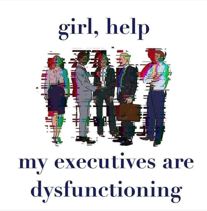 Ugh, this picture perfectly captures how I feel when my boss tries to explain the new software. "Girl, help my executives are dysfunctioning"
