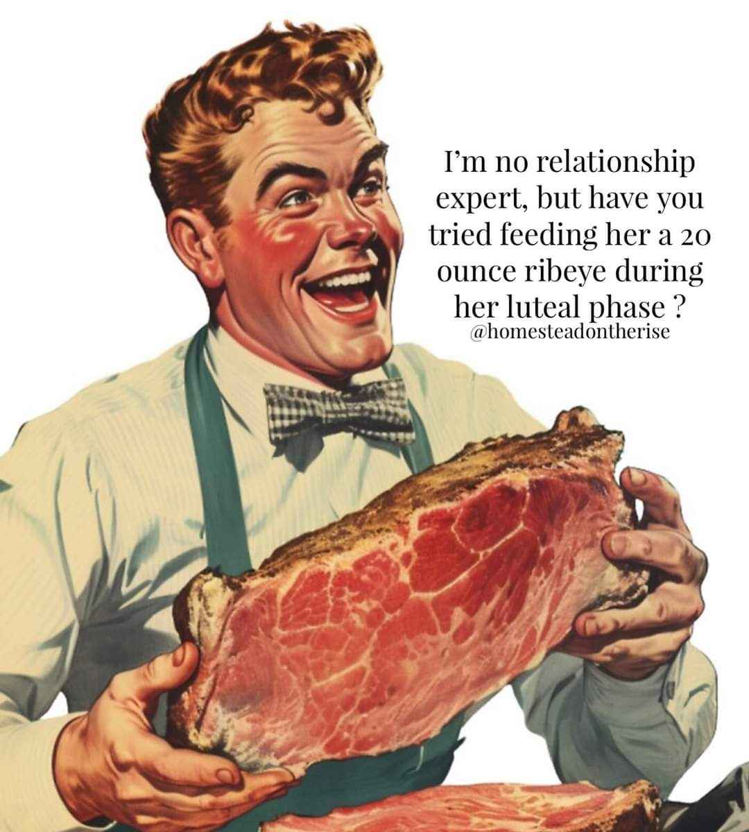 This guy's got relationship advice: feed your girl a giant steak during her luteal phase lol