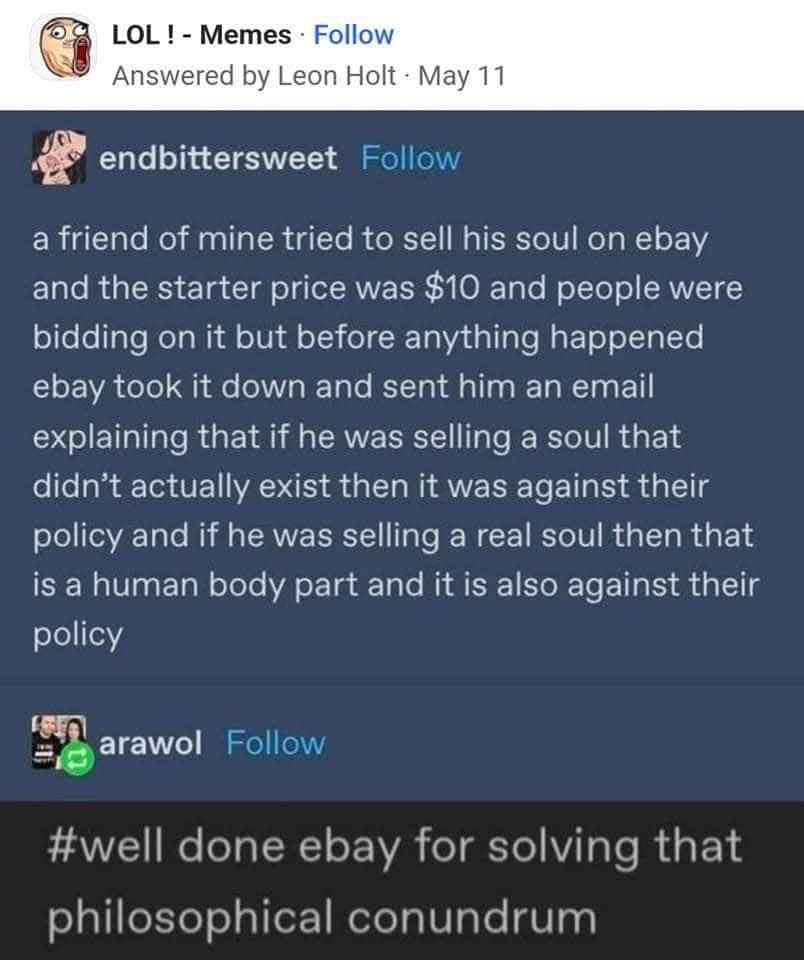 eBay really out here solving the 'does a soul exist' debate for us
