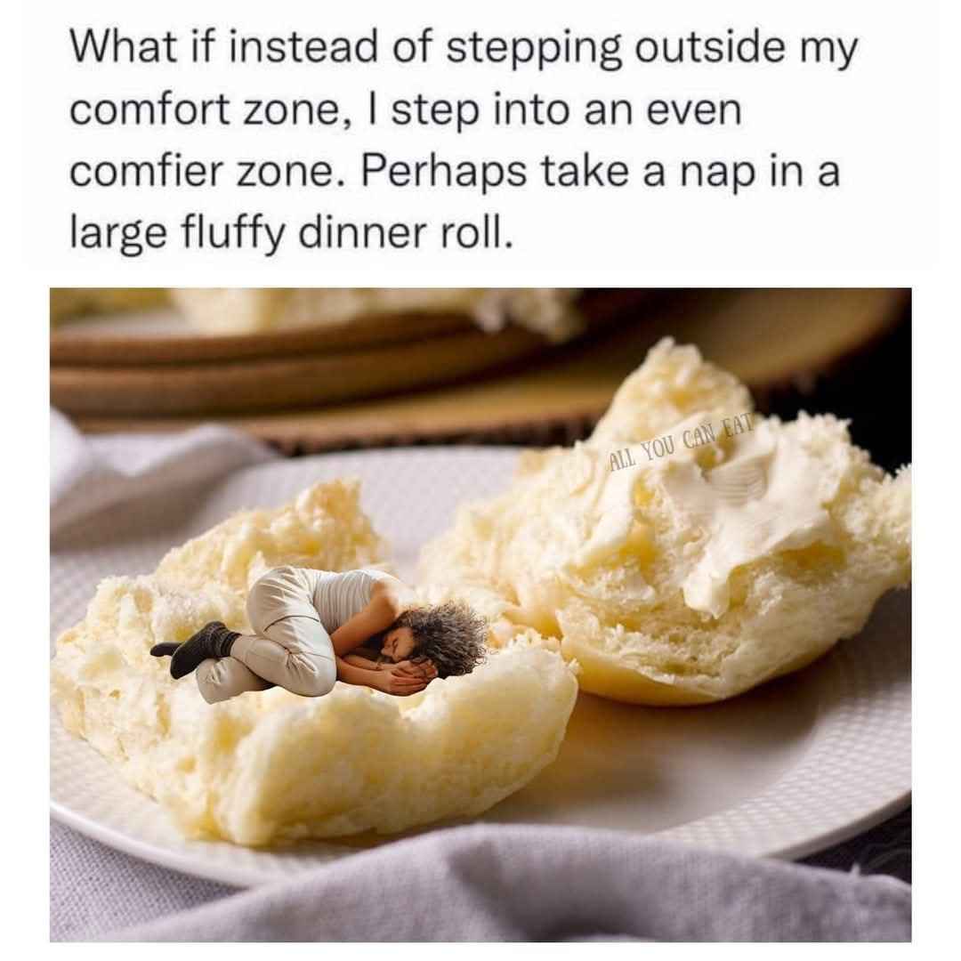 My ultimate goal this week is to nap in a giant fluffy dinner roll.