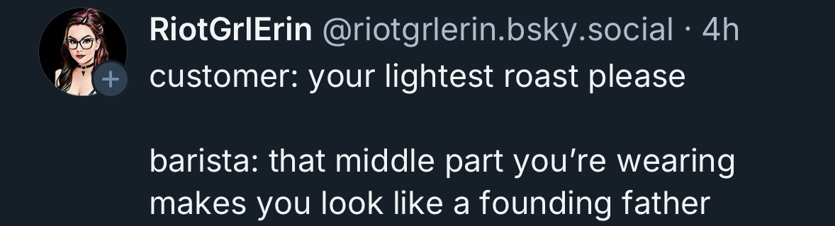 The barista really went for the lightest roast possible by roasting that middle part haircut lol