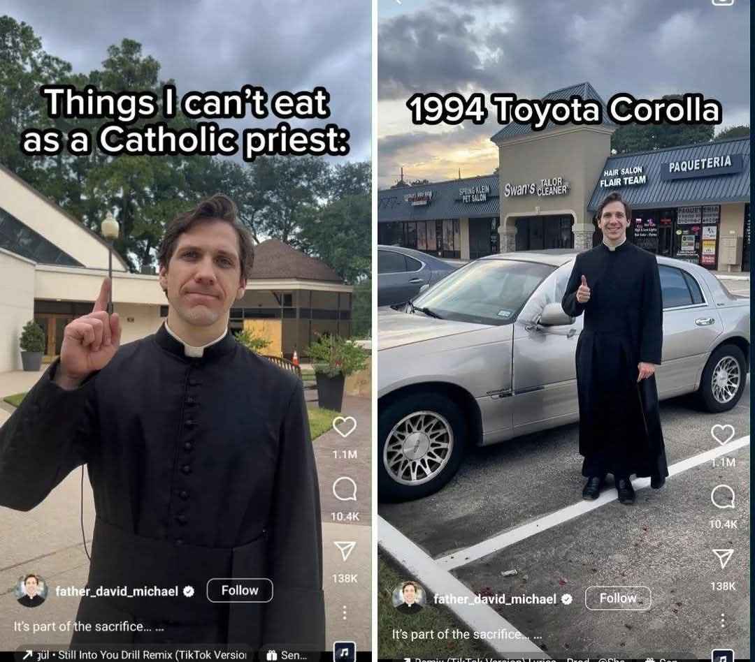 Lol, Catholic priests can't eat a Corolla. This dude's sacrifices are wild.