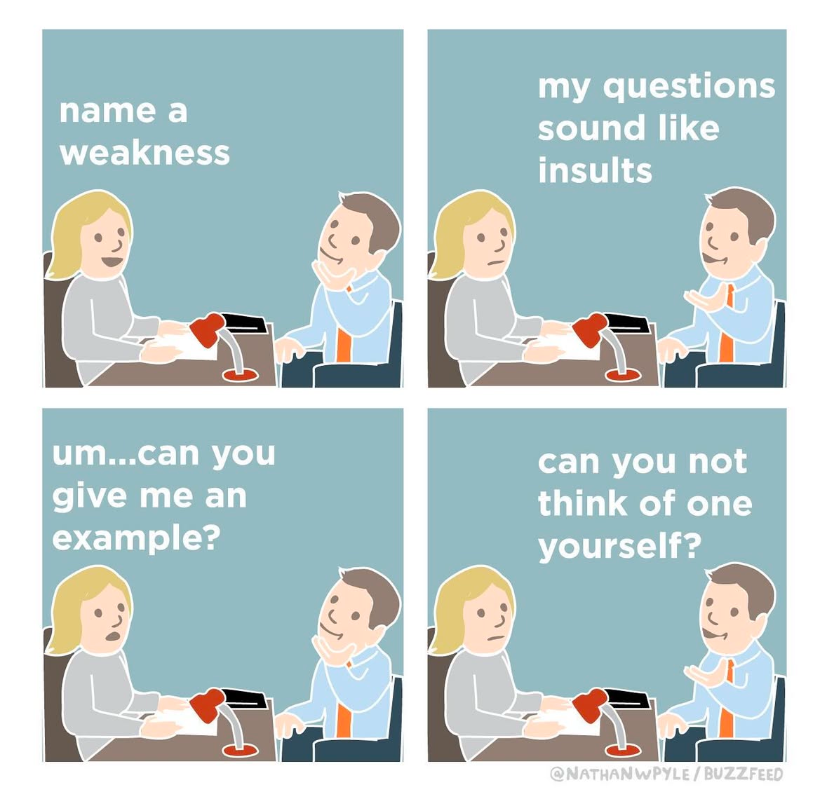 When your interviewer asks for a weakness and your thoughts are... an insult?