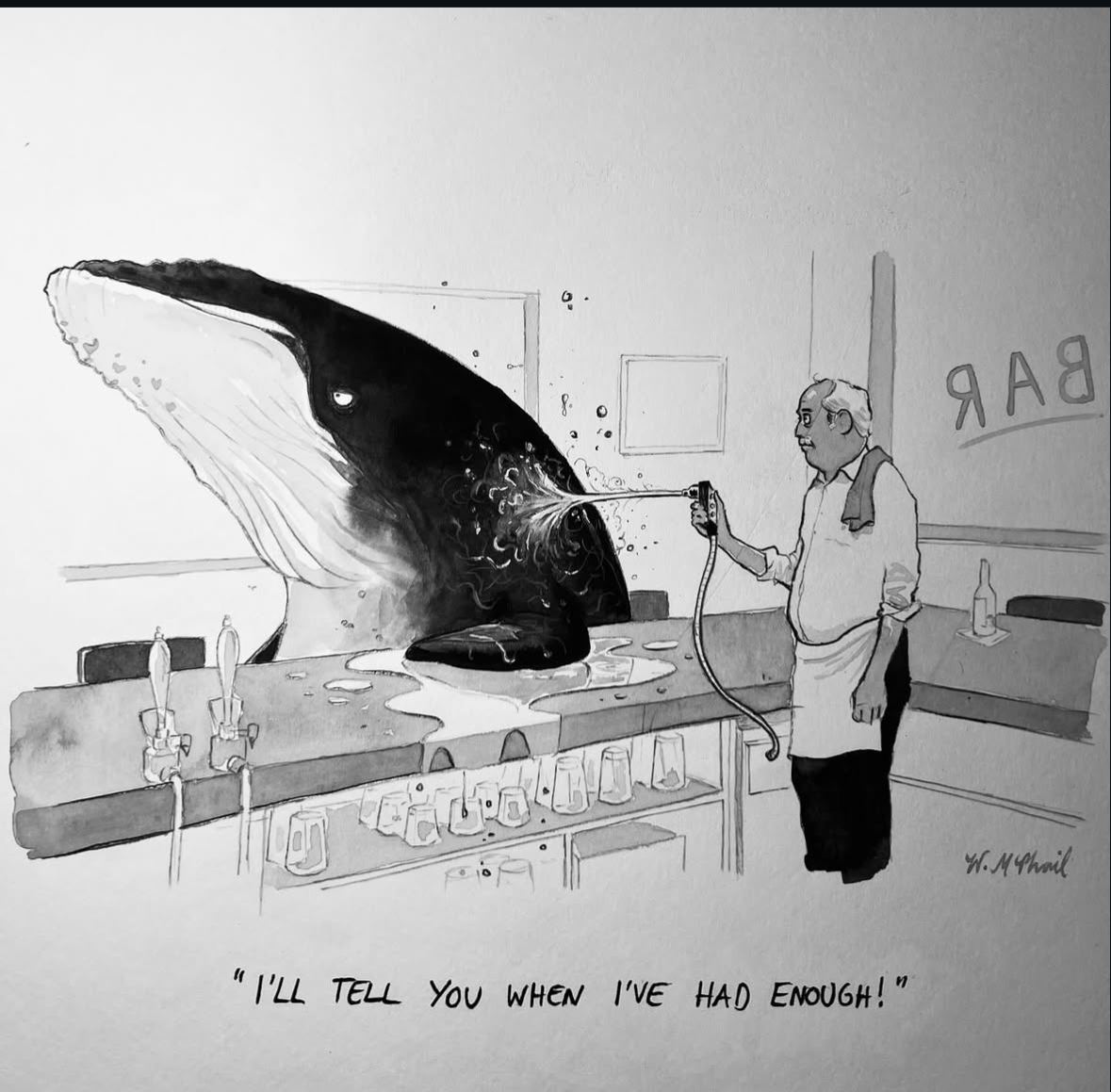 When you try to give your whale bartender a spritz but he's not having it
