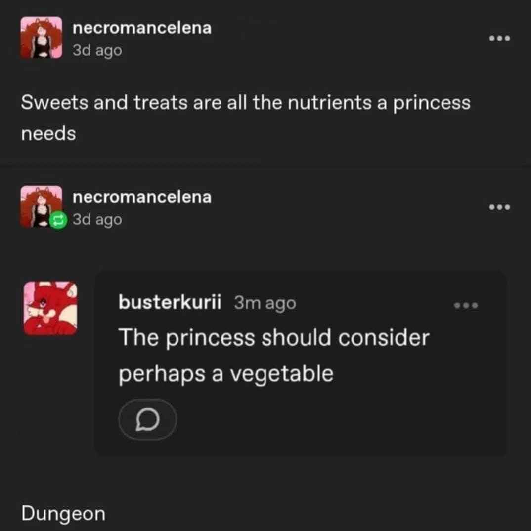 When you think you know what a princess needs but then someone suggests a vegetable