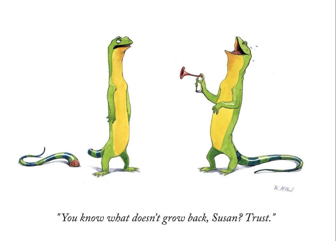 When you literally cut off your own tail and then try to relate to the concept of trust