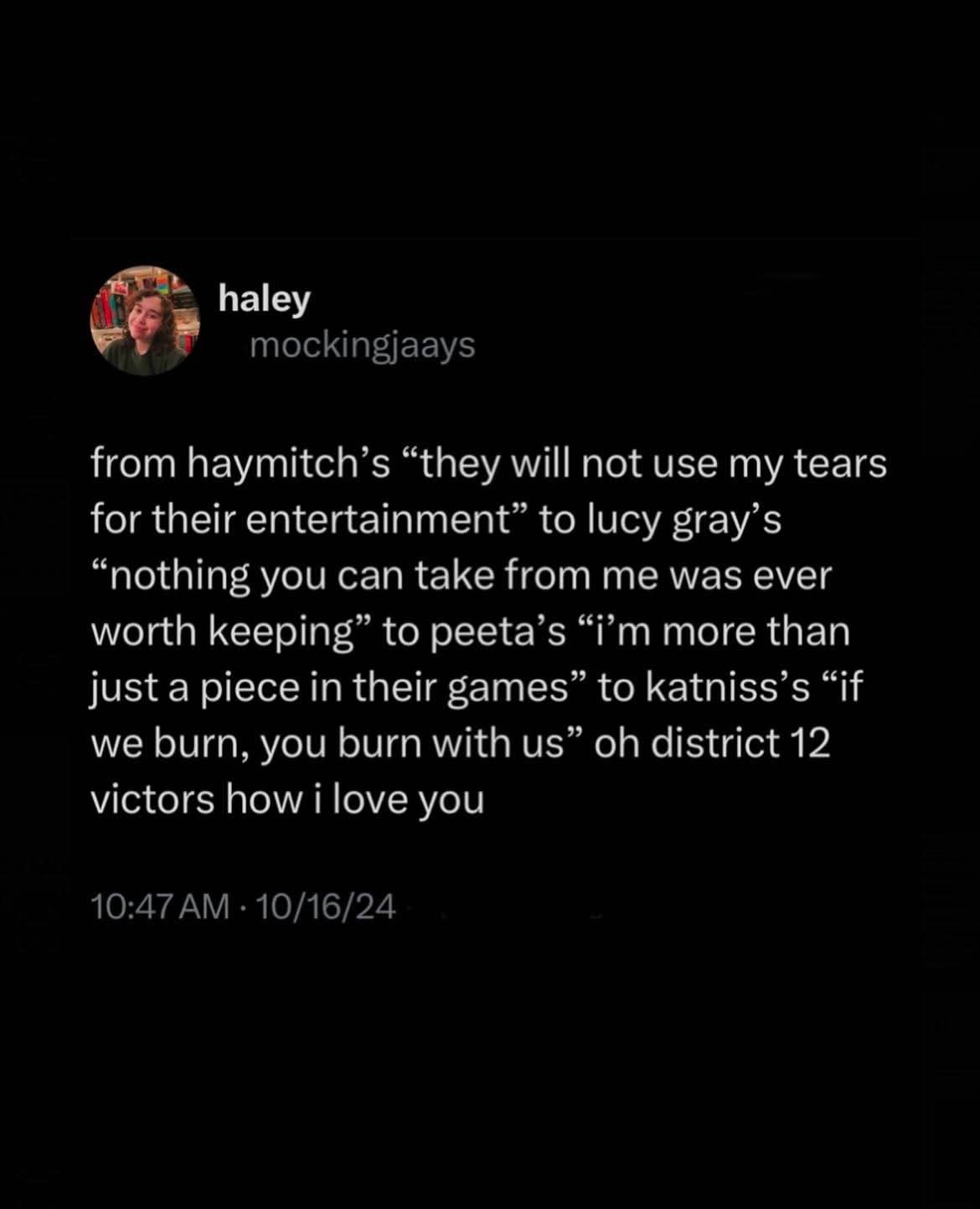 Rewriting the Hunger Games heroes' most iconic lines and I'm soHere for District 12 love