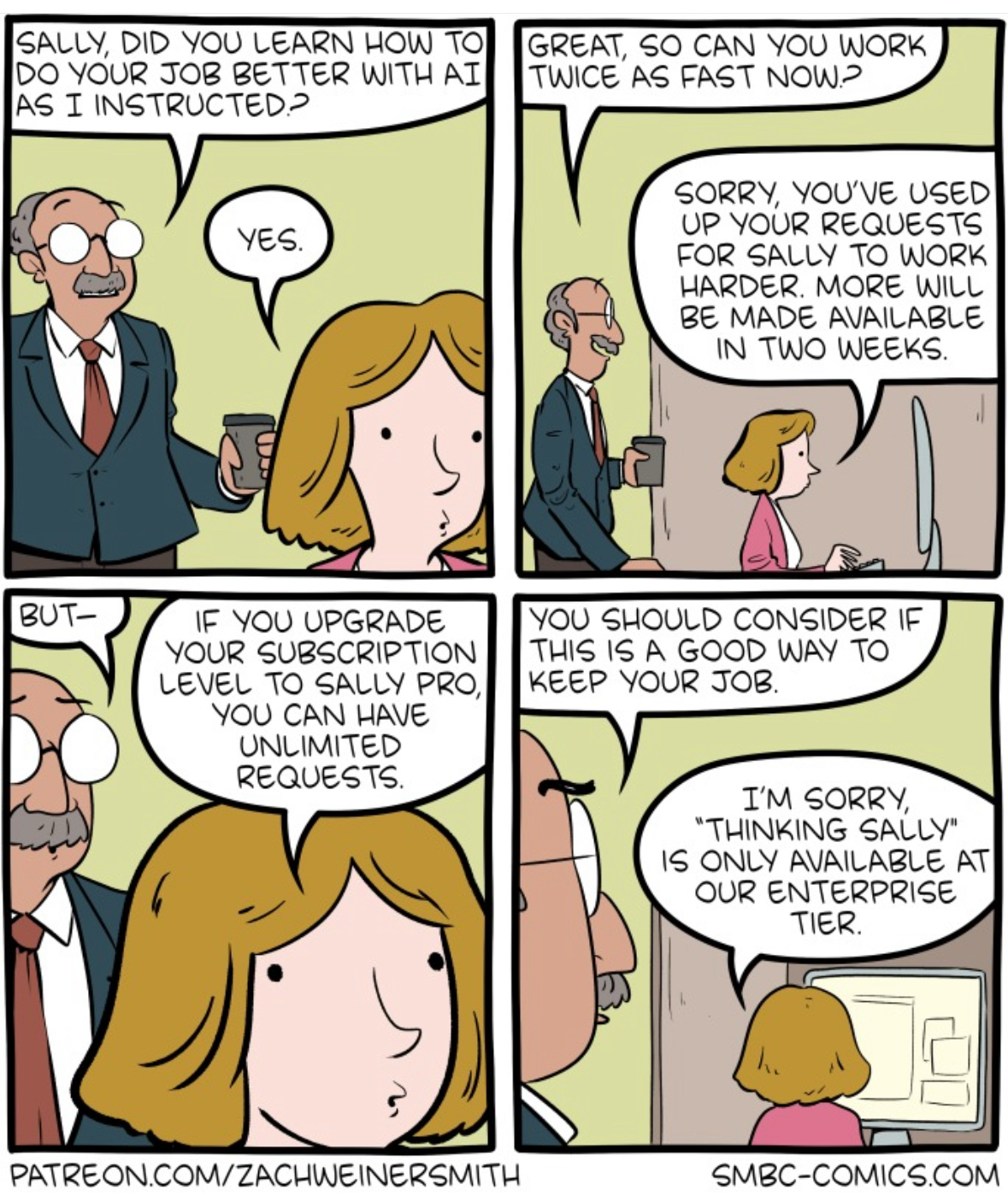 When you try to use AI to make your job easier but it just upsells you and tells you you're fired.