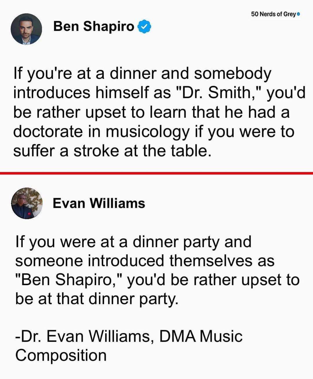 When Ben Shapiro is at your dinner party, but you'd rather he wasn't.