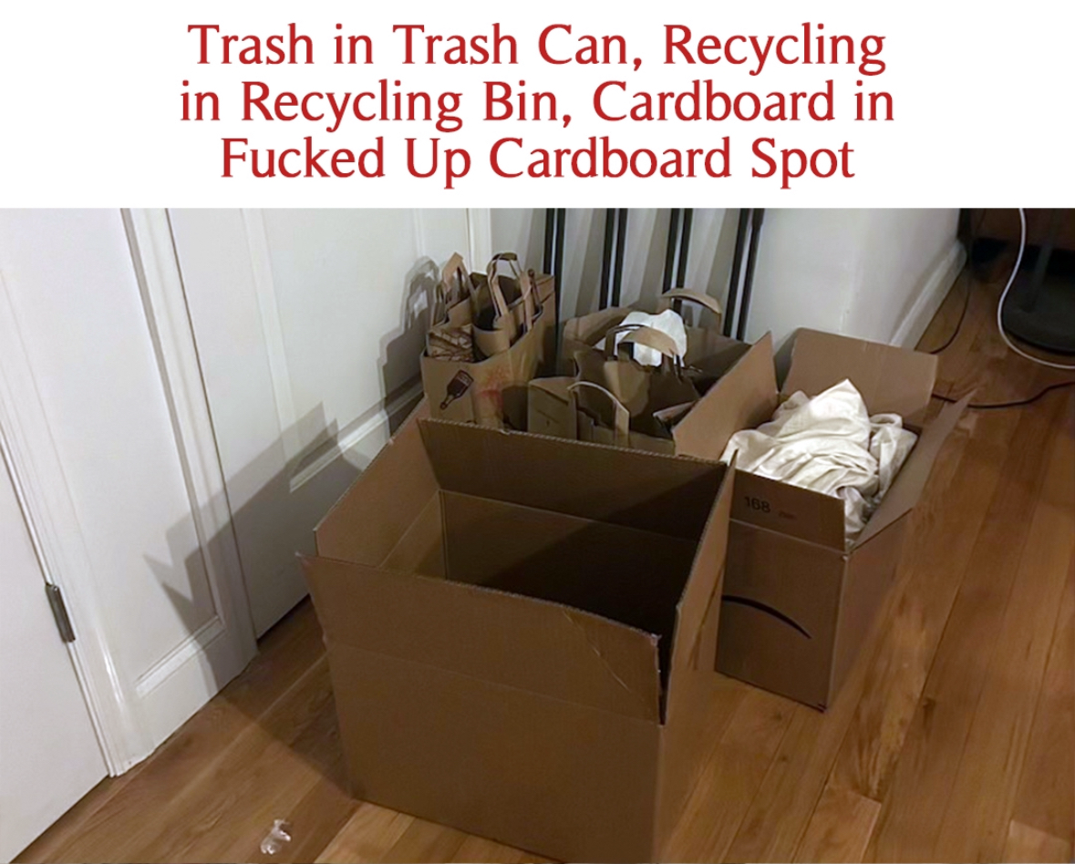 Whoever put the cardboard in the wrong spot is messing up the whole system.
