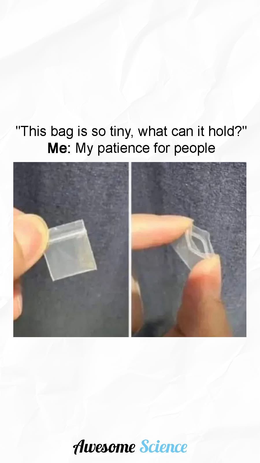 This bag is so tiny, it's like my patience for dealing with people lol