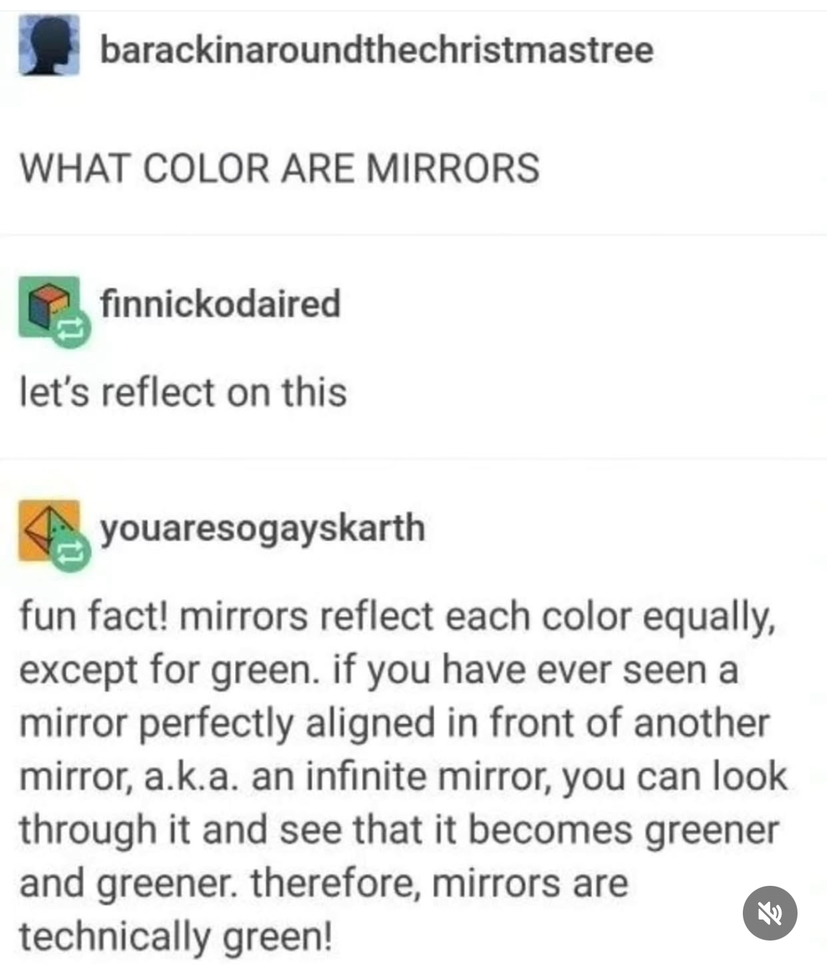 Okay but for real, are mirrors green? My brain hurts.