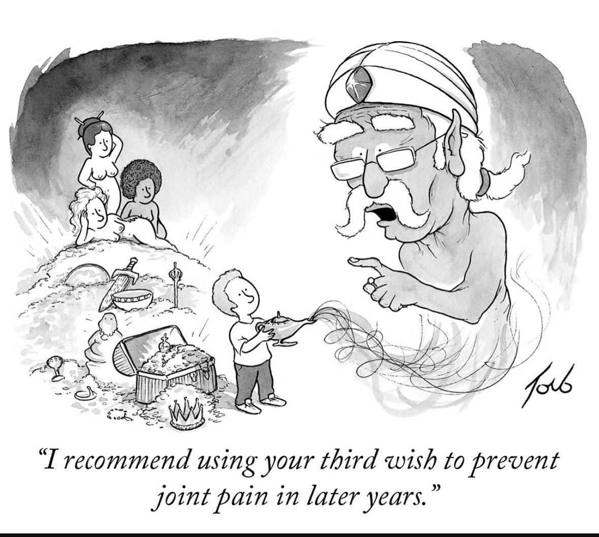When the genie is old and has seen some things, so he's just trying to make sure you don't end up like him.