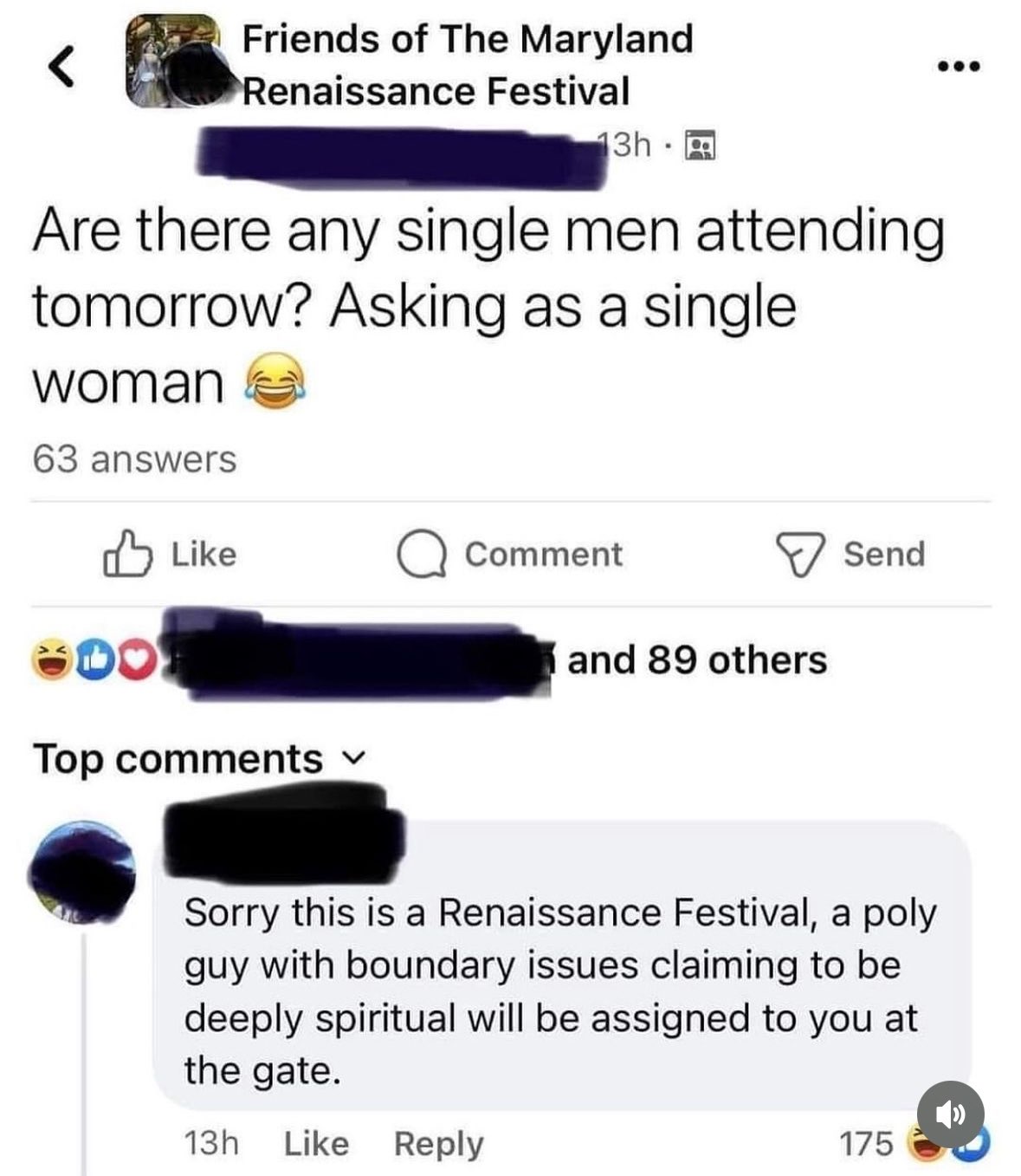 When you go to a Renaissance Festival looking for a partner and get this gem of a comment