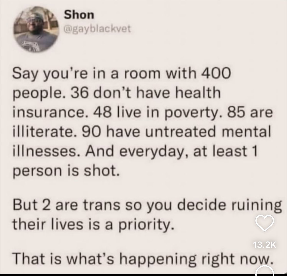 Me when people get mad about trans rights instead of actual problems like poverty and healthcare