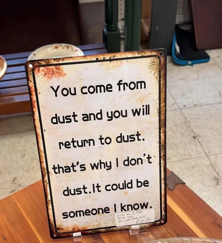 This sign is saying everything I've ever thought about cleaning.