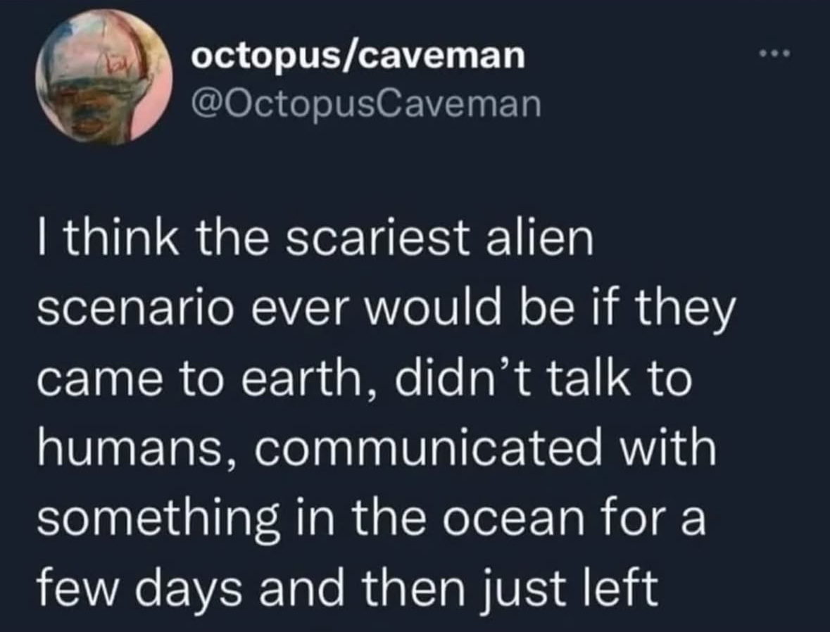 So aliens come here, ignore us, chat with the ocean for a bit, then dip? That's wild.