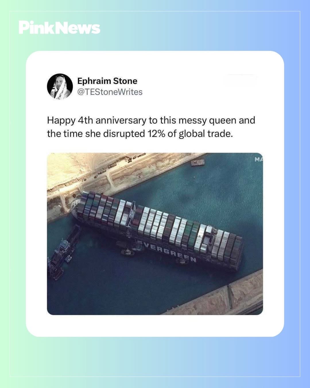 When your friend is a bit of a mess but also accidentally causes global supply chain issues