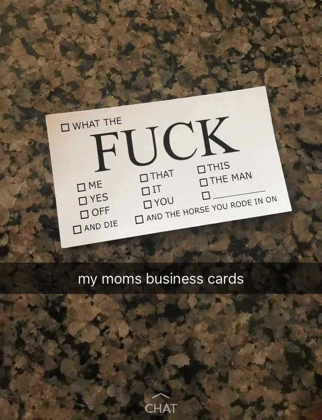 My mom's business cards are surprisingly helpful for describing my current mood.
