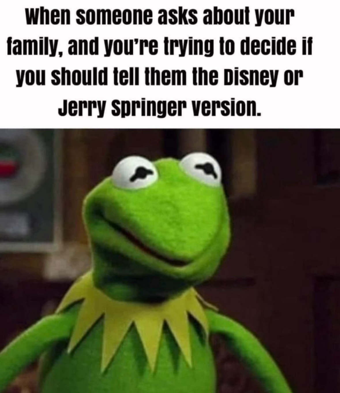 Idk if I should give the Disney or Jerry Springer version of my family story