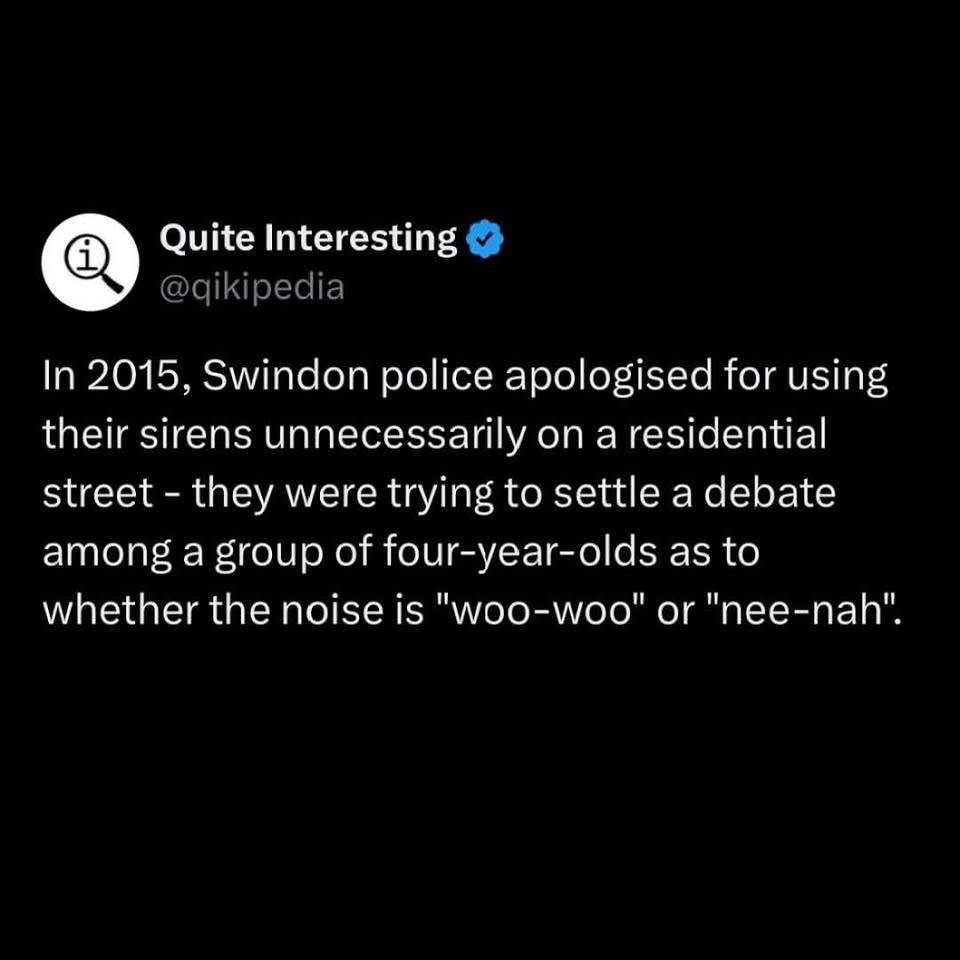 Police settling a debate between 4-year-olds about ambulance noises. This is peak Britain.