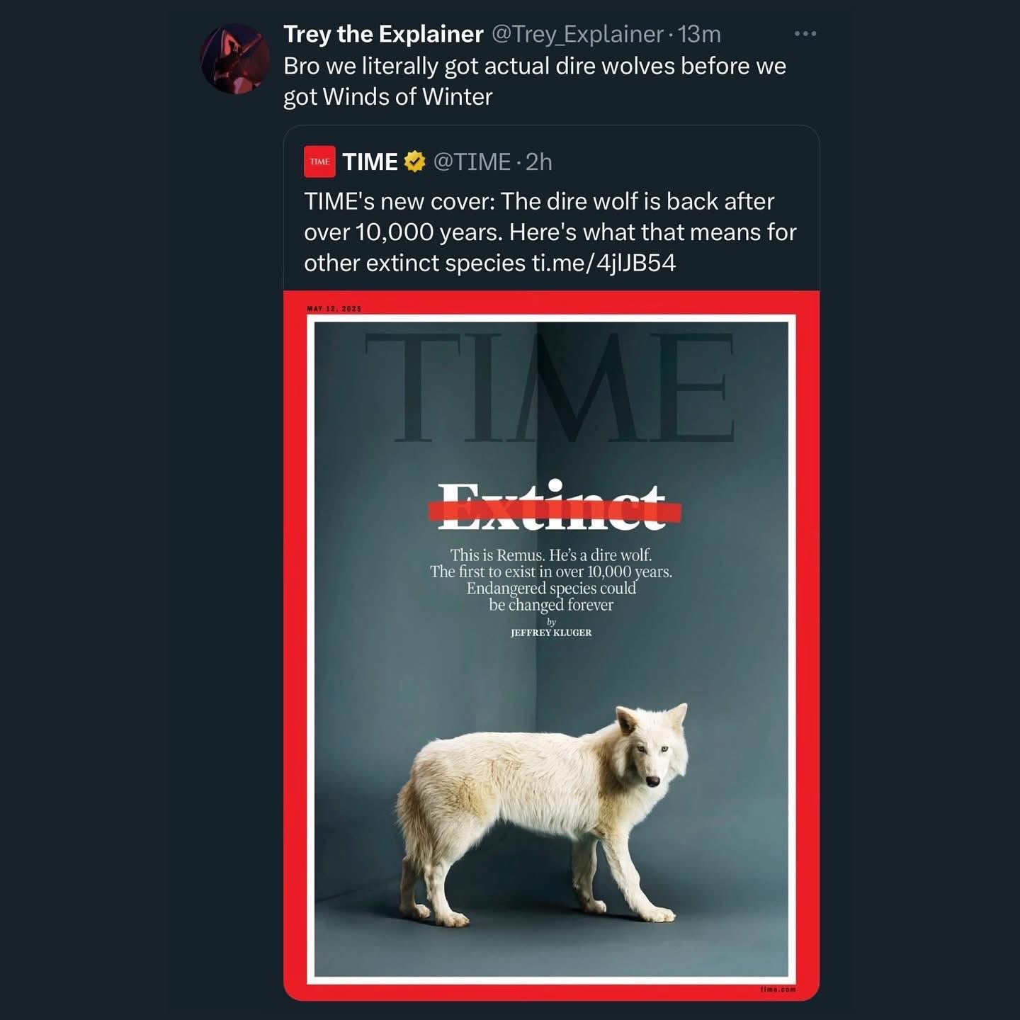 When the fictional story gets its lore from a TIME magazine cover. 

