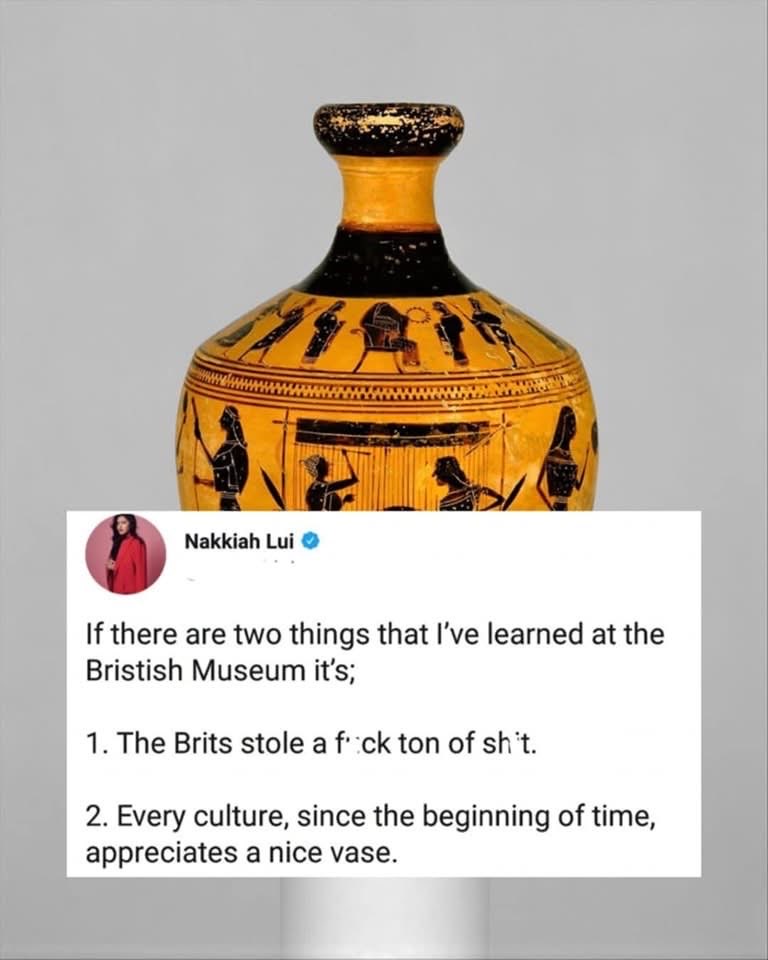 The British Museum has all the stolen stuff and also cool vases, wow