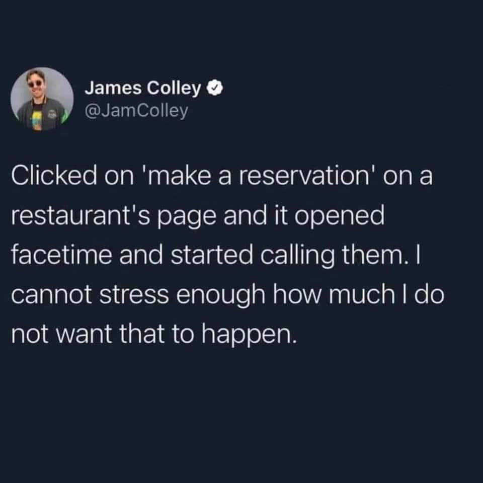 When clicking 'make a reservation' accidentally FaceTime calls the restaurant instead.
