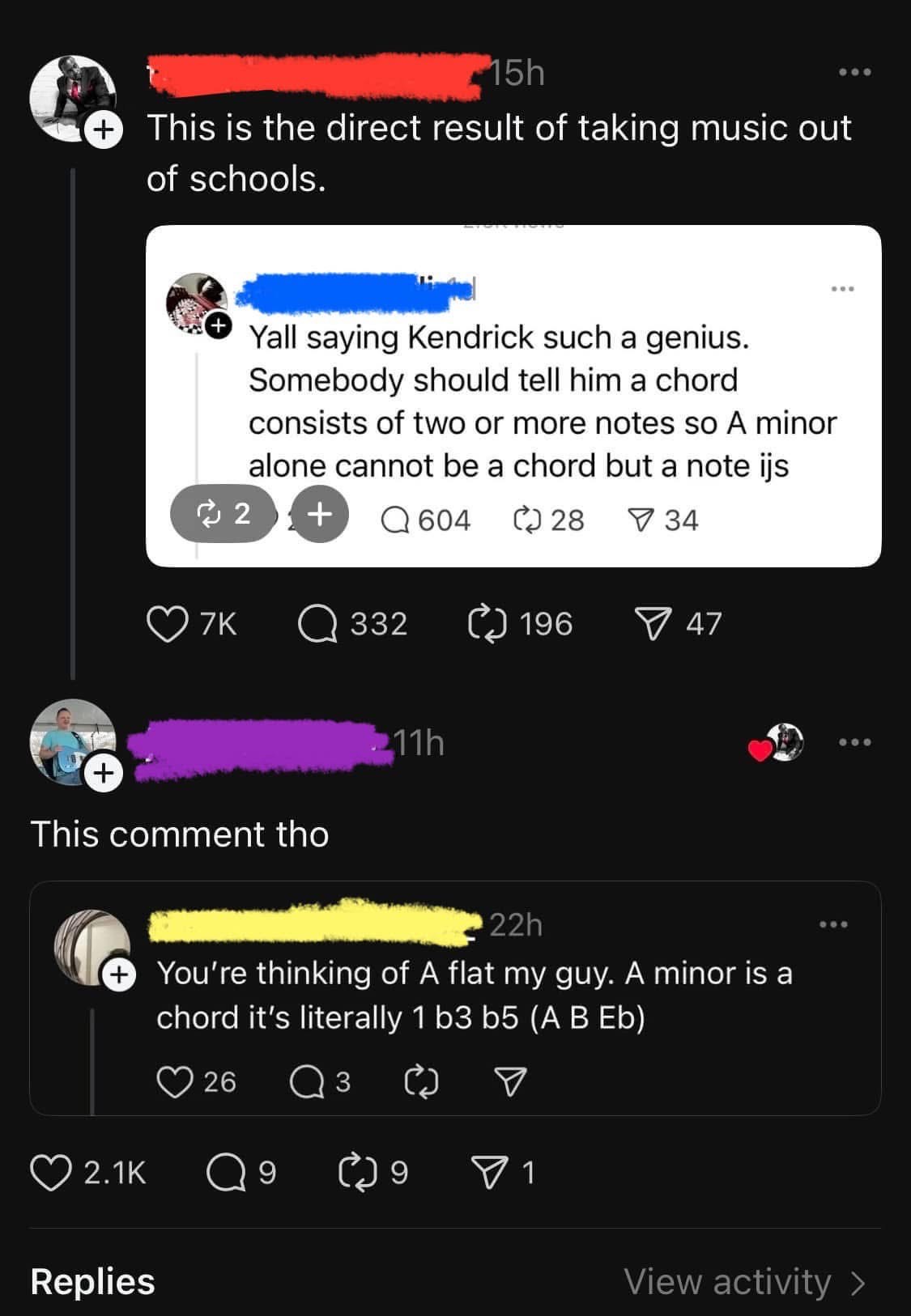 Someone tried to roast Kendrick Lamar's music knowledge and got schooled in music theory in the replies.