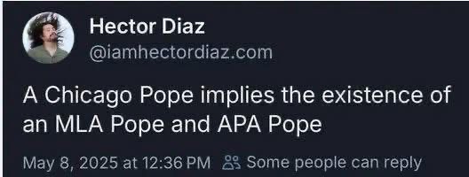 Wait, does this mean there's officially an MLA Pope and an APA Pope?