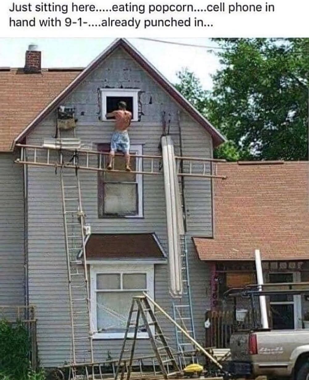 When you're about to witness some questionable DIY skills and are prepared to call for backup
