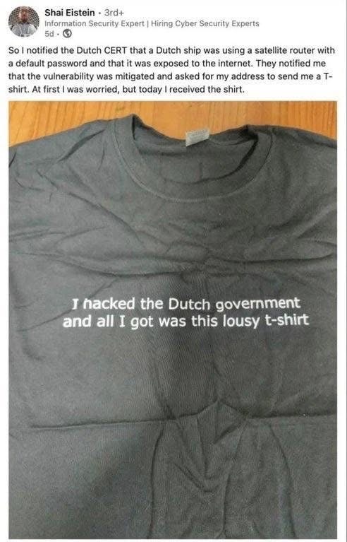 When you hack the gov and all you get is a t-shirt, kinda lame tbh