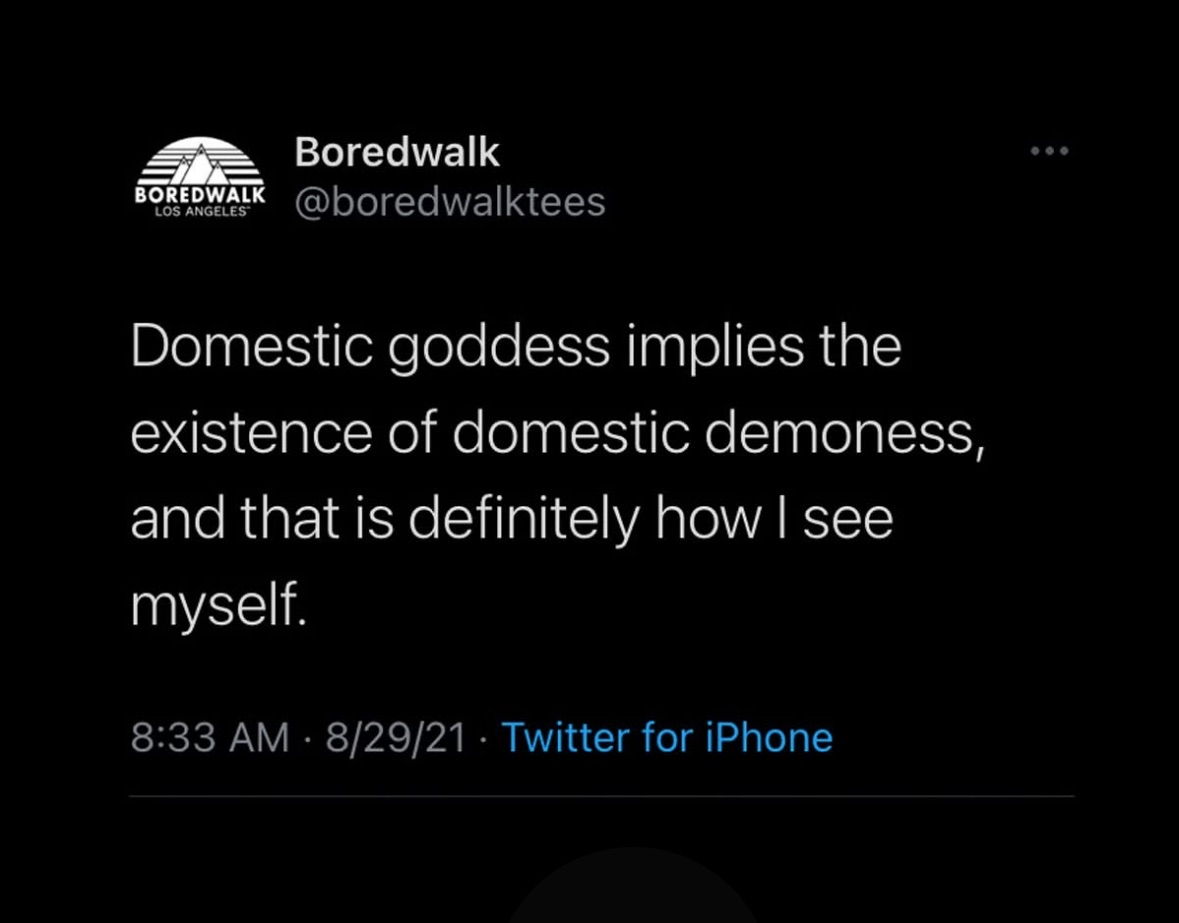 me embracing my inner domestic demoness