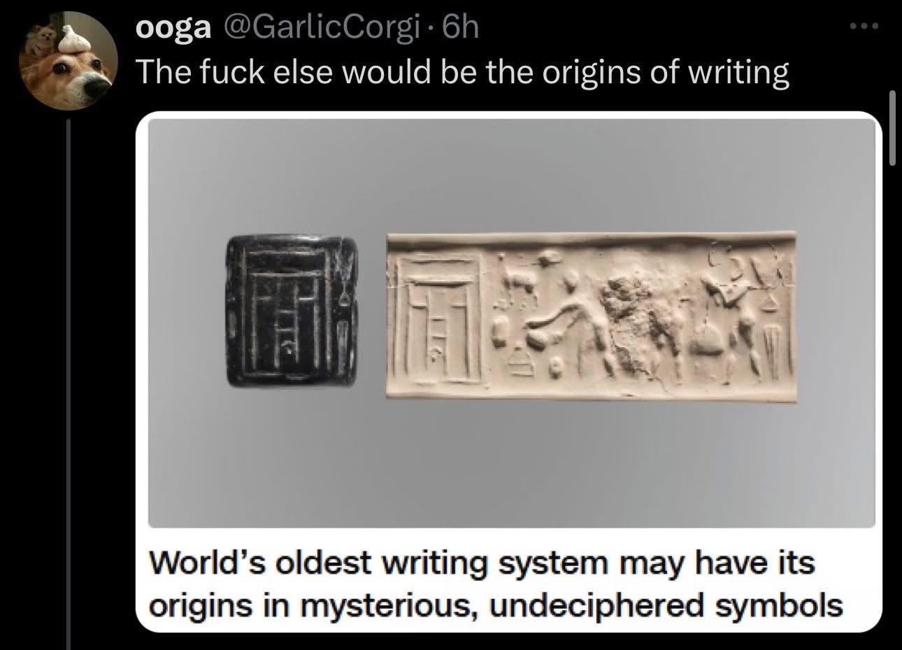 When they tell you the oldest writing system is just random doodles