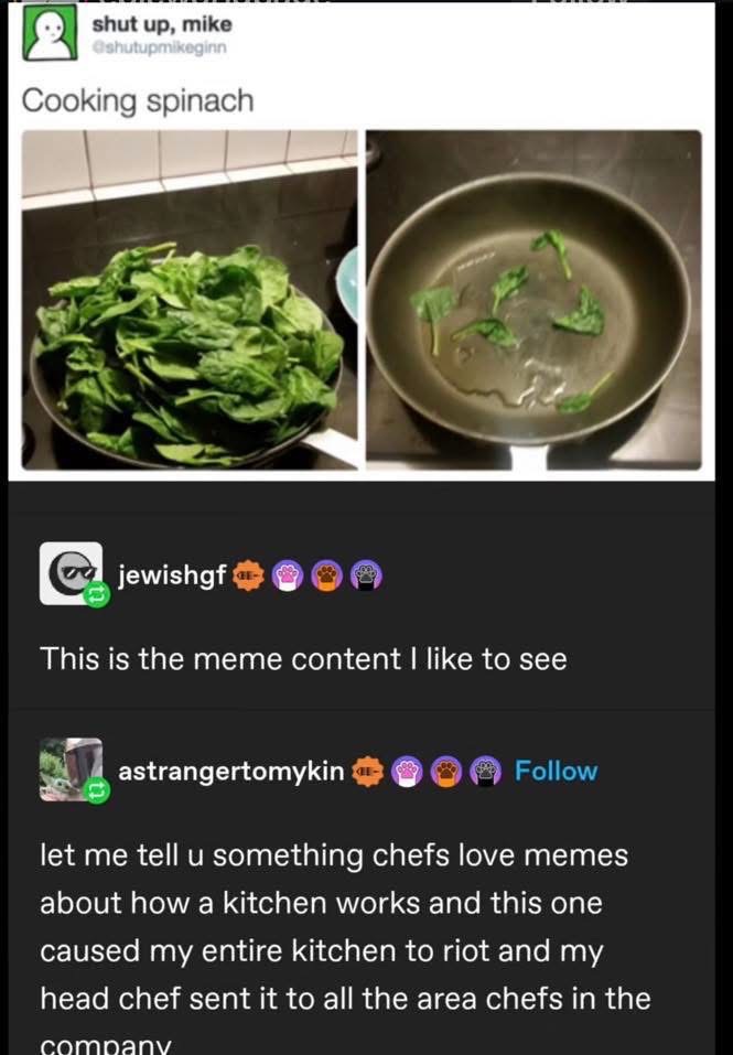 Me thinking I know how to cook spinach vs. how much is actually left after cooking