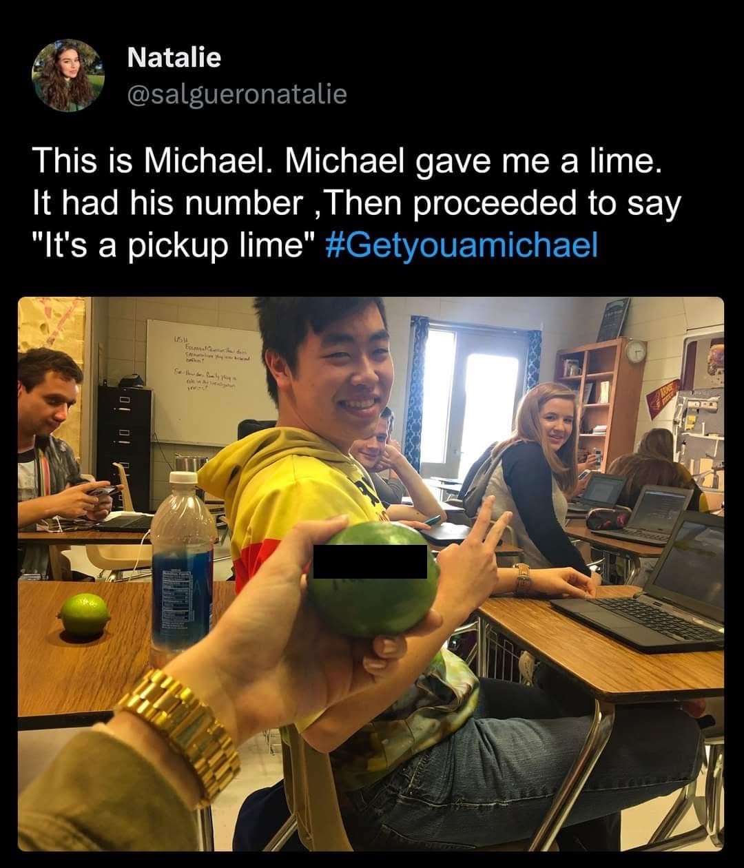 This guy gave me a lime with his number on it AND called it a "pickup lime".