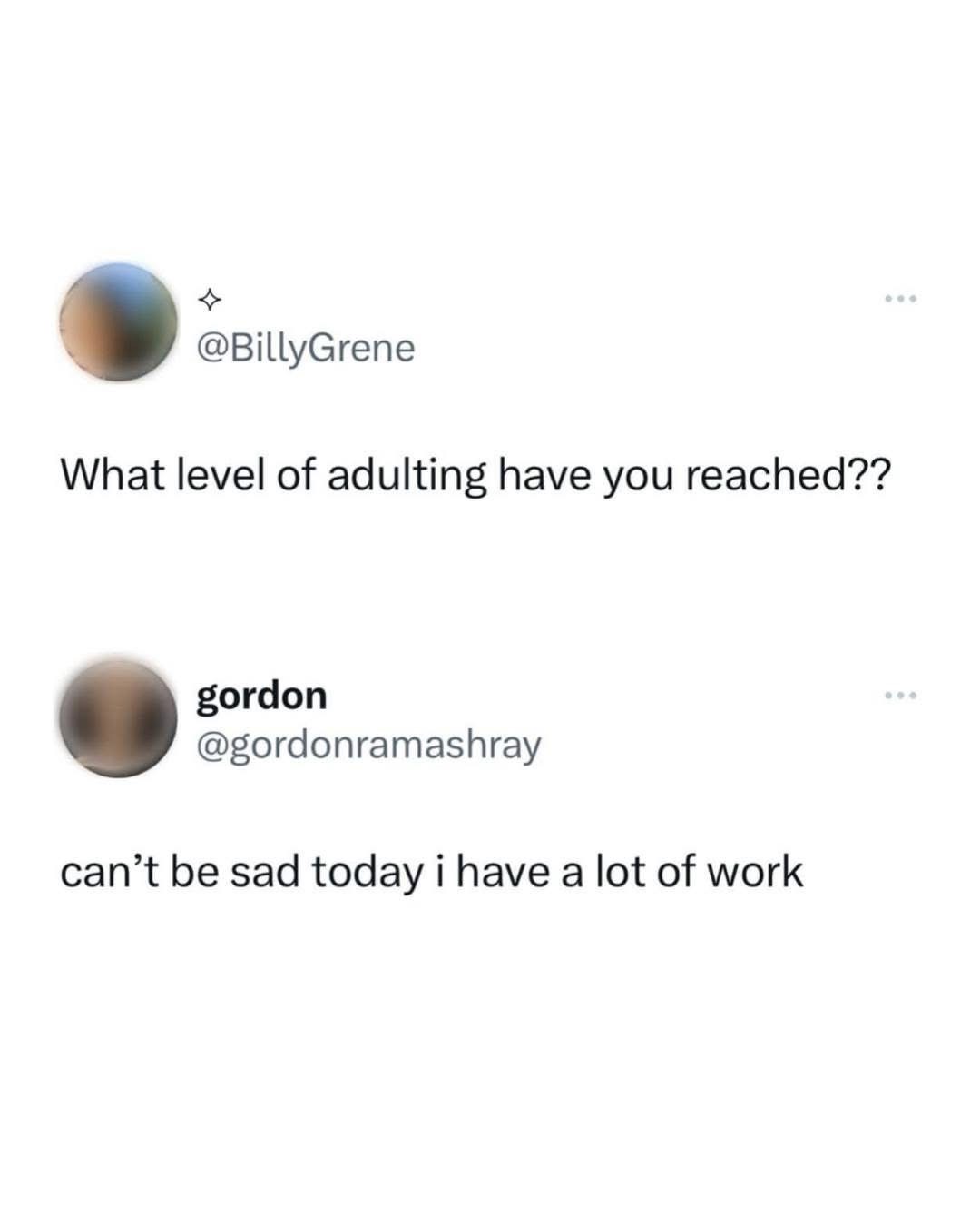 When you have too much work to even be sad, that's peak adulting lol
