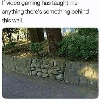 Me looking for a secret passage in real life because video games taught me there's always something behind walls