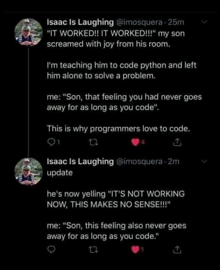 Kid thought coding was easy until it wasn't, classic programmer pain lol