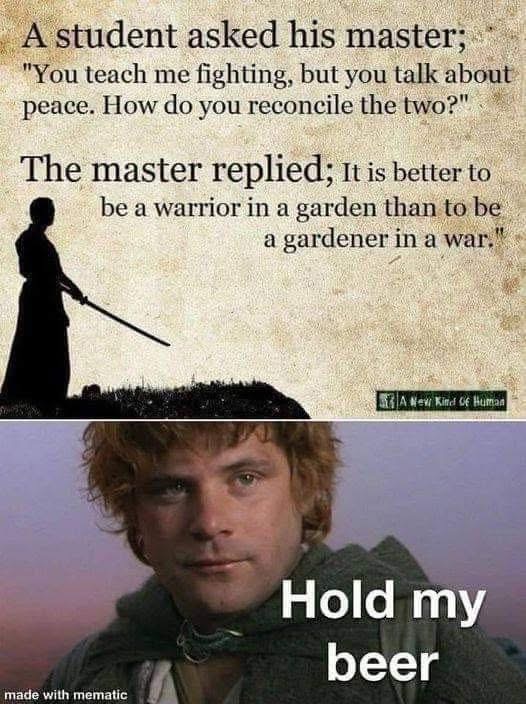 Master's wisdom vs. Samwise Gamgee ready to rumble