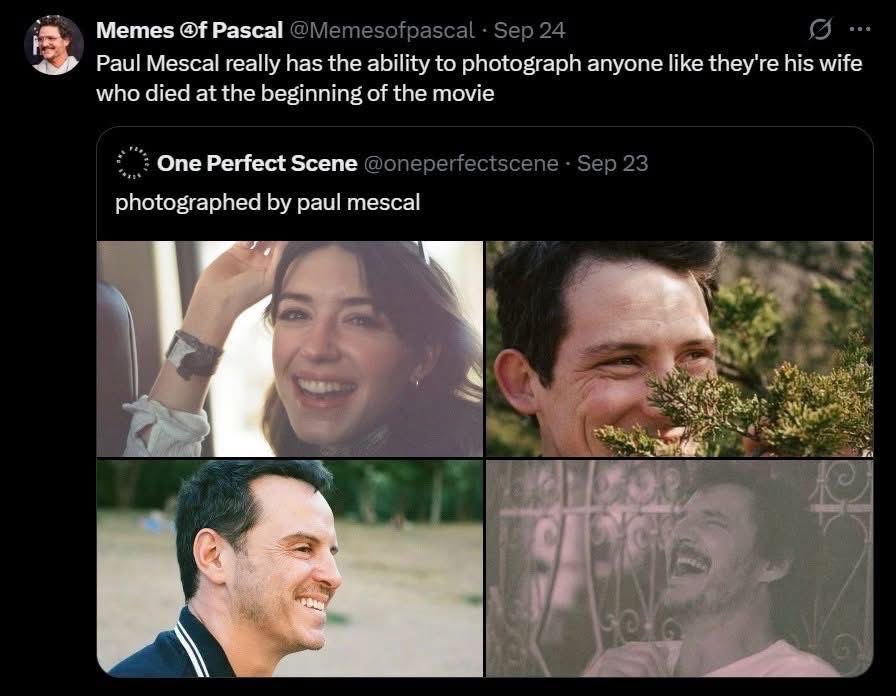 Paul Mescal's photography style is basically 'wife who dies at the start of the movie'
