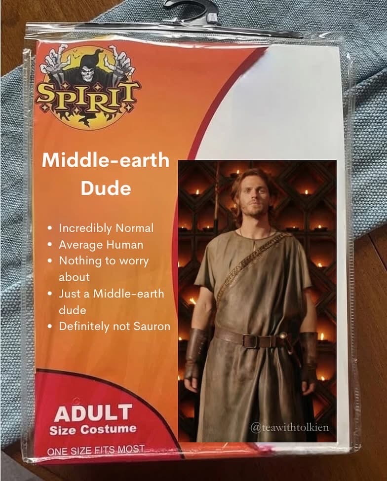 Spirit Halloween really out here selling a 'Middle-earth Dude' costume that's 'definitely not Sauron' lol