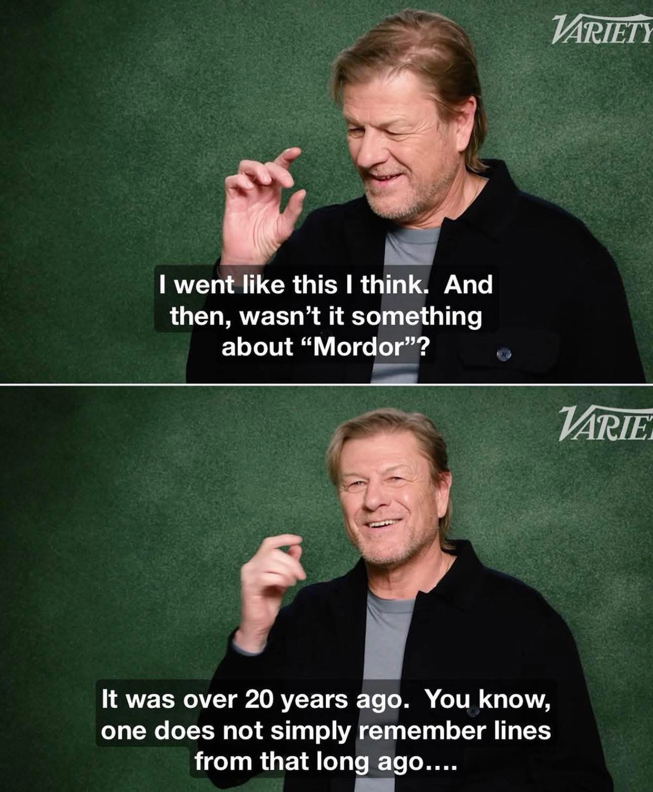 Boromir trying to recall a line from Mordor after 20 years, it's relatable lol